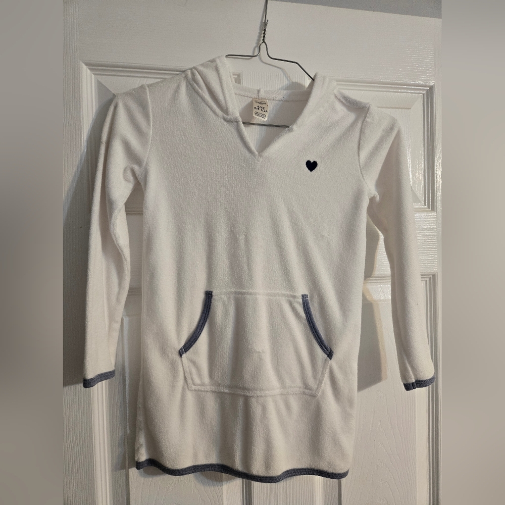 White Kids Hoodie with Heart Detail